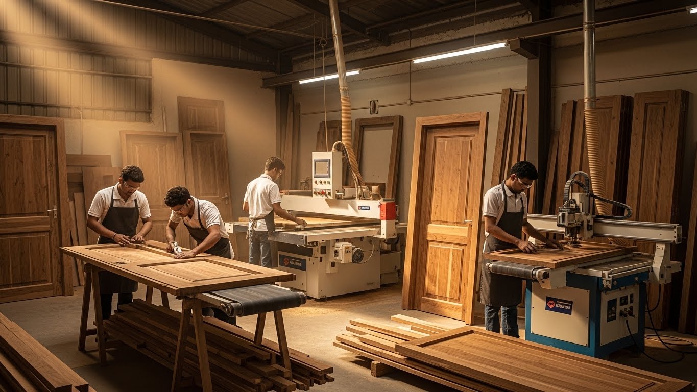 Teak Wood Door Manufacturing